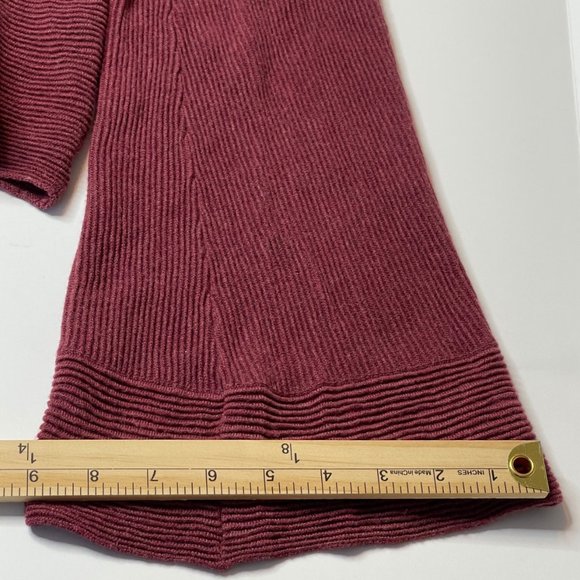 Free People XS Ribbed Bell Sleeve V- Neck Sweater Top Burgundy - Picture 5 of 7
